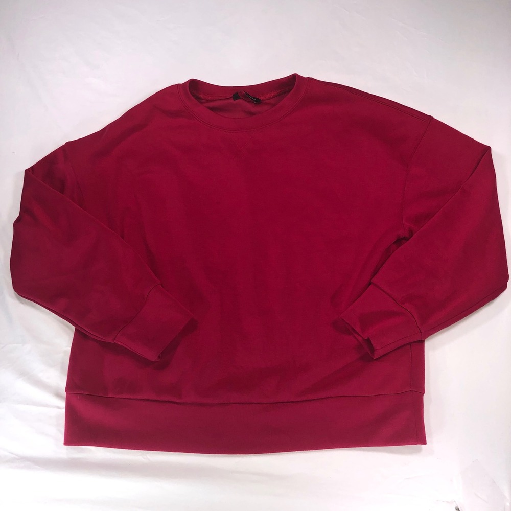 PrettyGarden Red Oversized Crewneck Sweatshirt Pleated Back Women Large